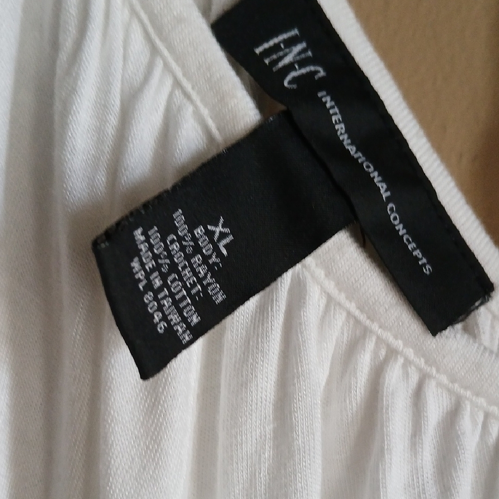 INC International Concepts White Blouse with Lace Sleeves - Picture 2 of 5